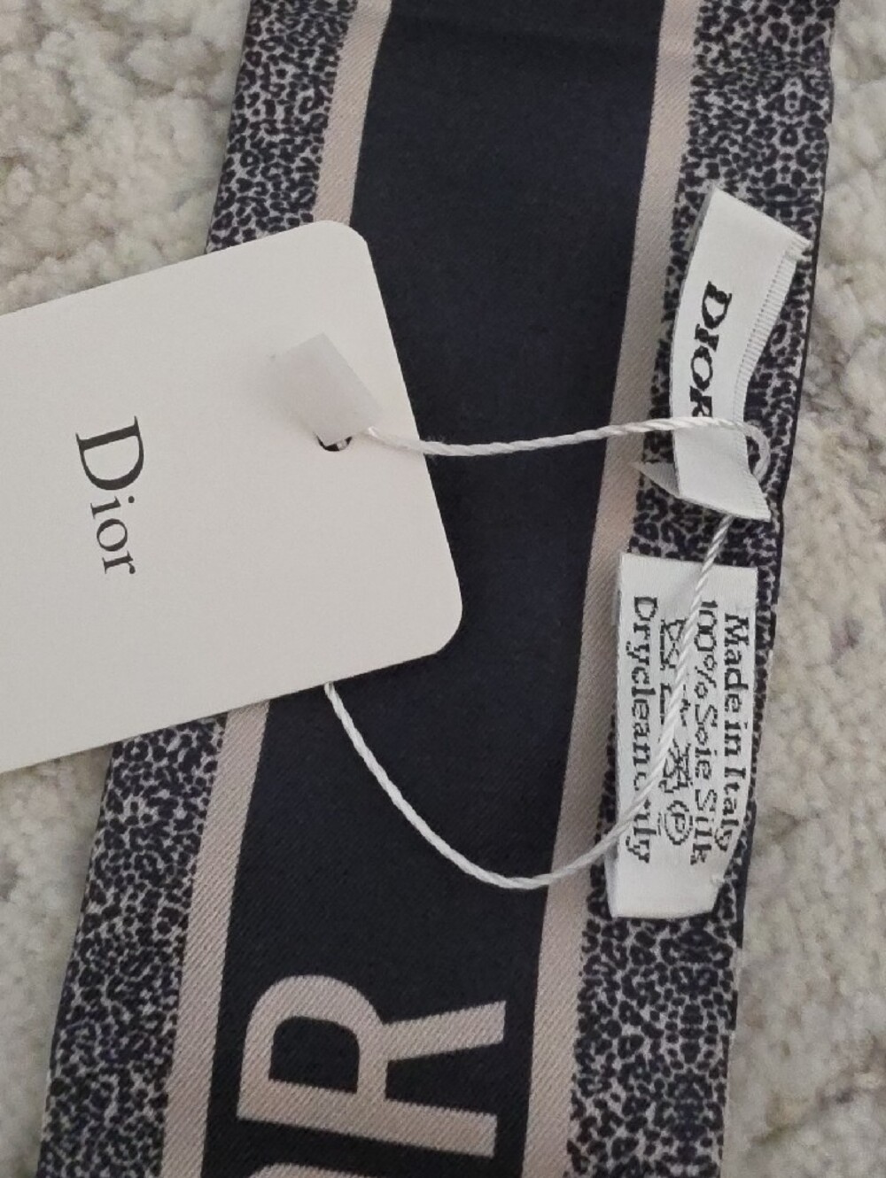 Dior Navy & Cream Printed Scarf Accent - Picture 6 of 11